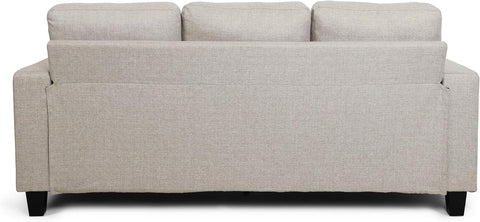 Viviana Three Seater Sofa with Wood Legs, Beige and Natural Finish