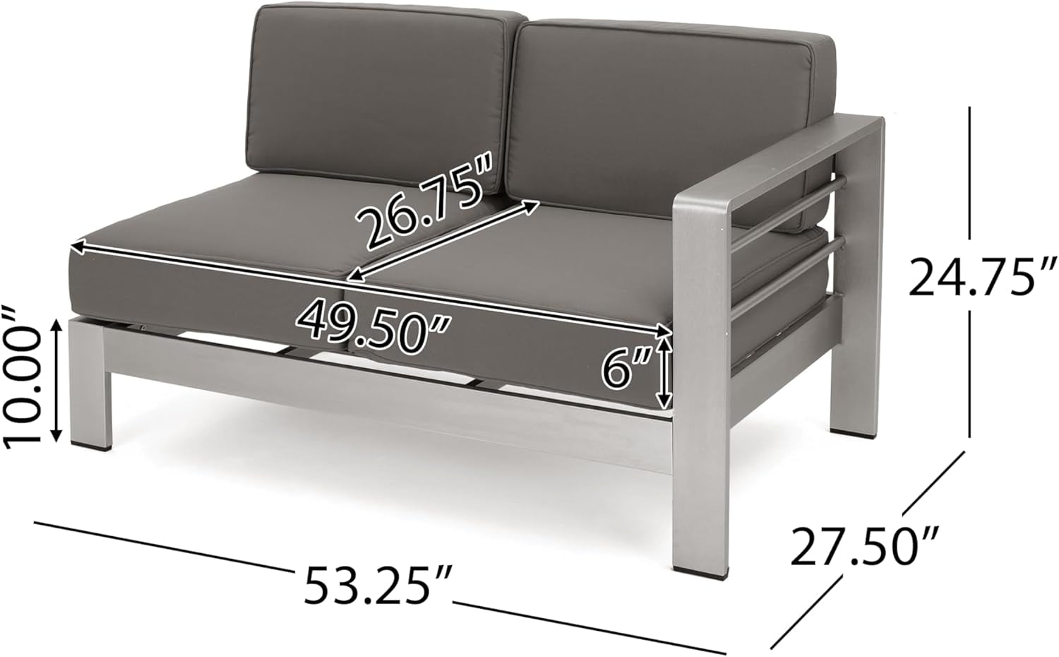 Cape Coral Outdoor V-Shaped Sofa Set with Fire Table, Khaki / Dark Grey