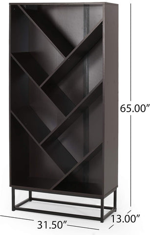 Bucy Bookcase, Dark Gray + Black