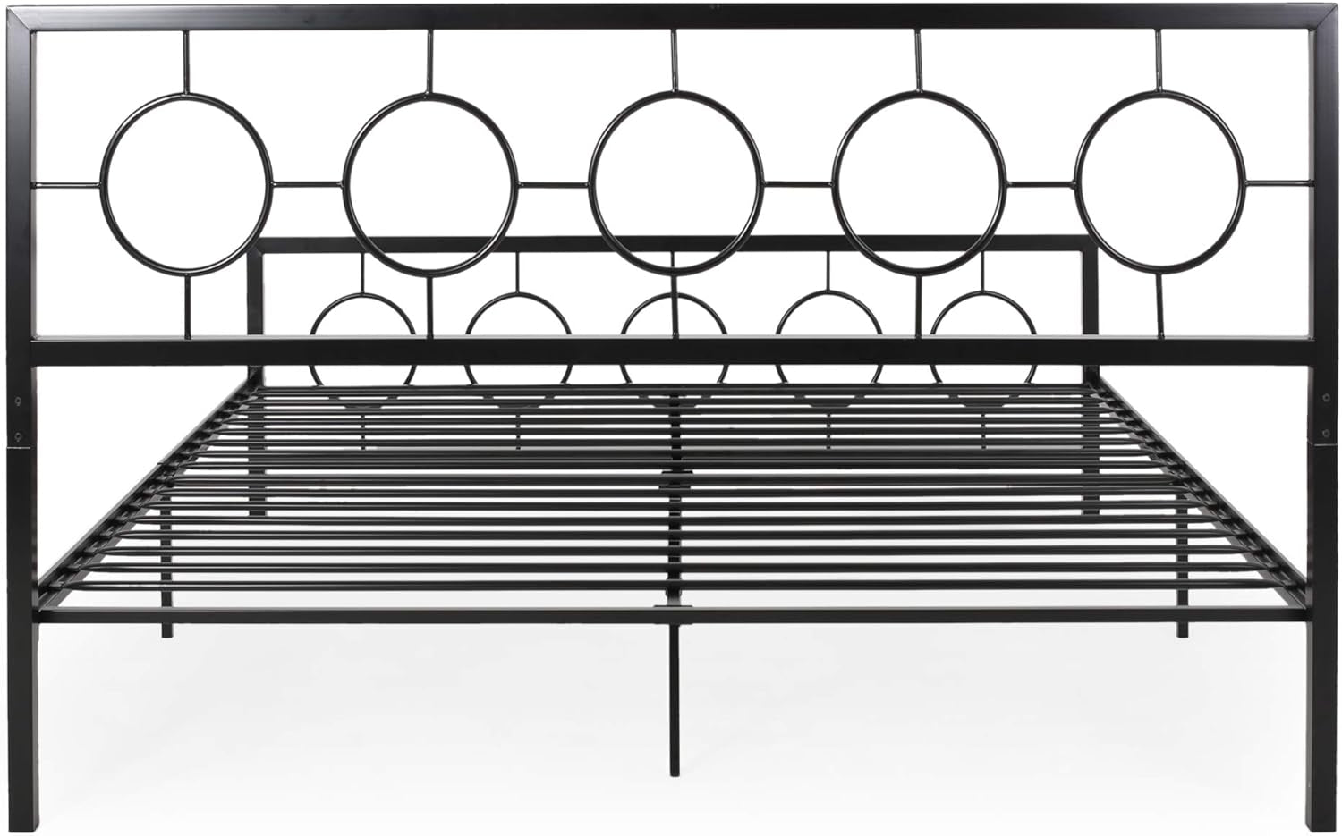 Modern Iron King Bed Frame, Flat Black