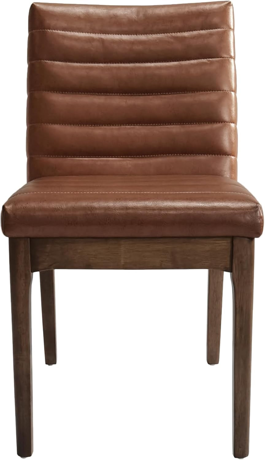 Lancer Dining Chair, 17.6 "W X 23.6 "D X 33.75 "H, Cognac Brown + Walnut