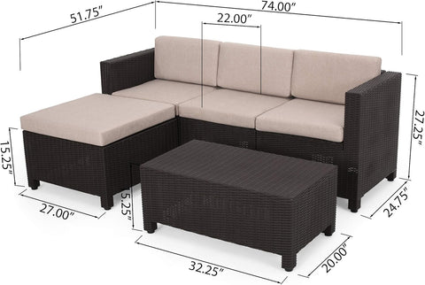 Outdoor Conversation Sets, Dark Brown, Beige