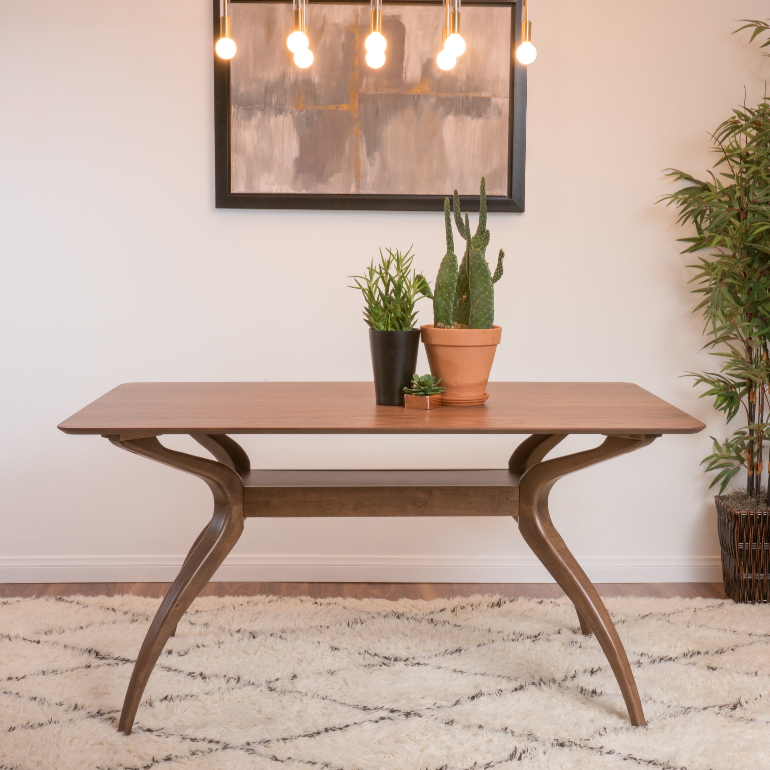 Logan Indoor Natural Walnut Finish Wood Dining Table