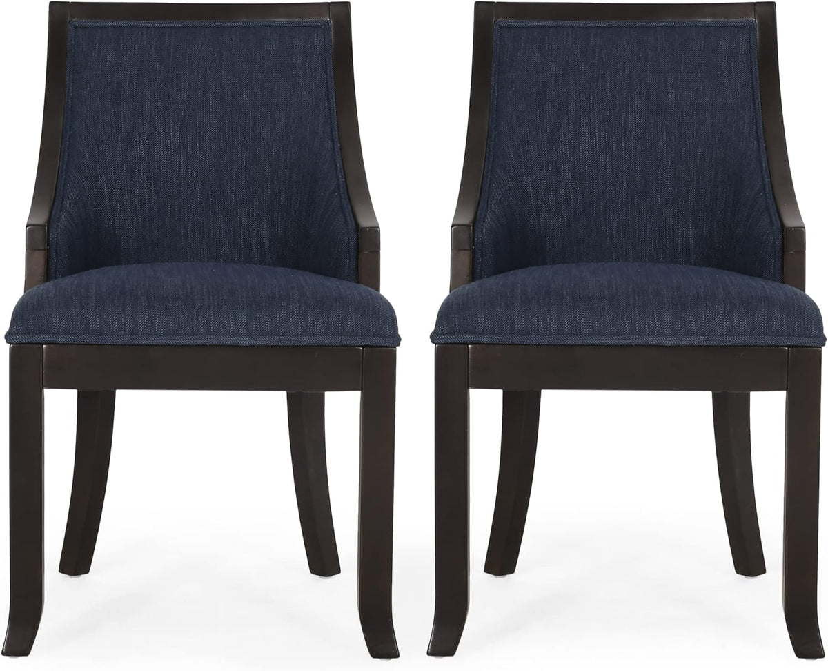 Thurber Dining Chair, Navy Blue + Walnut