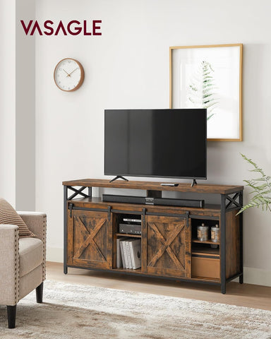 TV Stand for 65 Inch TV, Entertainment Center, TV Table and Console, TV Cabinet with Adjustable Shelves, Industrial Design, Rustic Brown and Black ULTV071B01