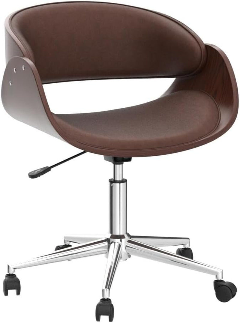 Brinson ARMLESS Office Chair, Cognac Brown + Chrome + Walnut