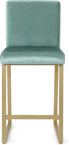 Great Deal Furniture 306435 Lexi Modern Velvet Barstools, Turquoise and Brass (Set of 2)