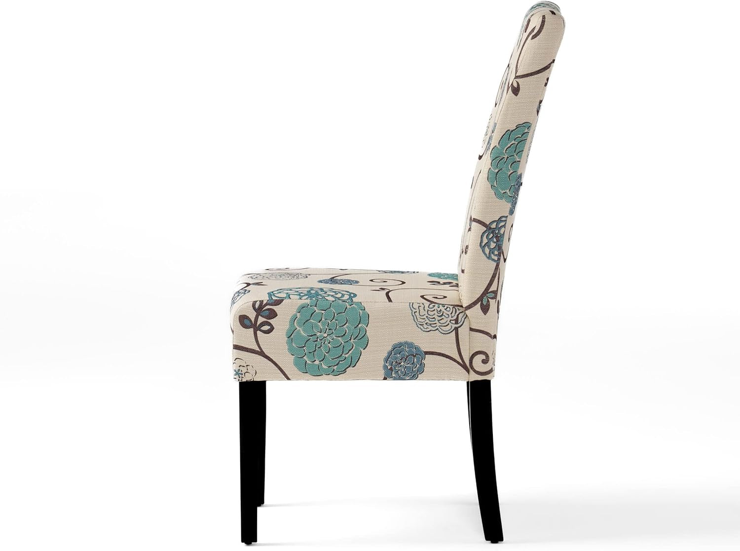 Pertica Fabric Dining Chairs, 2-Pcs Set, Polyester White and Blue Floral