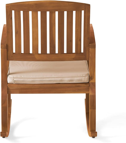 Selma Acacia Rocking Chairs with Cushions, 2-Pcs Set, Teak Finish