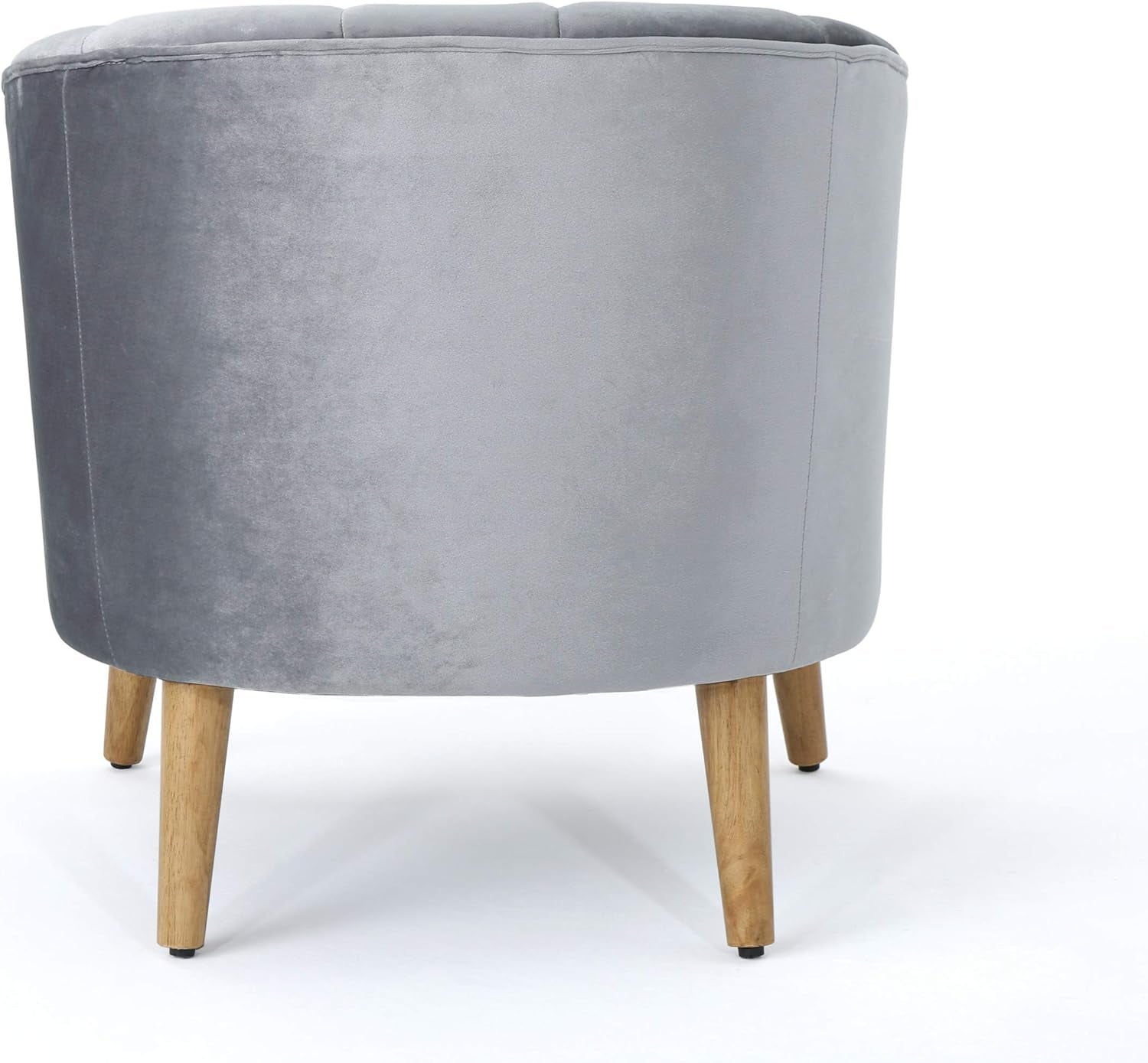 Amaia Modern Velvet Club Chair, Pewter / Walnut