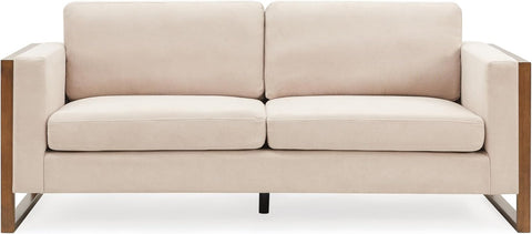 Bricez 79" Sofa Couch, Cozy Upholstered 3-Seater Sofa, Oversized Loveseat, Comfy Fabric Couches for Living Room and Office, Modern Couch and Sofa, Wooden Frame, Taupe Beige