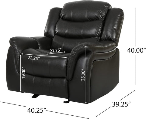 Gdfstudio  Merit Black Leather Recliner/Glider Chair