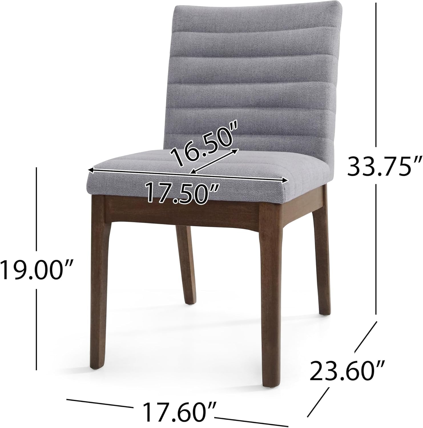 Lancer Dining Chair, 17.6 "W X 23.6 "D X 33.75 "H, Dark Gray + Walnut