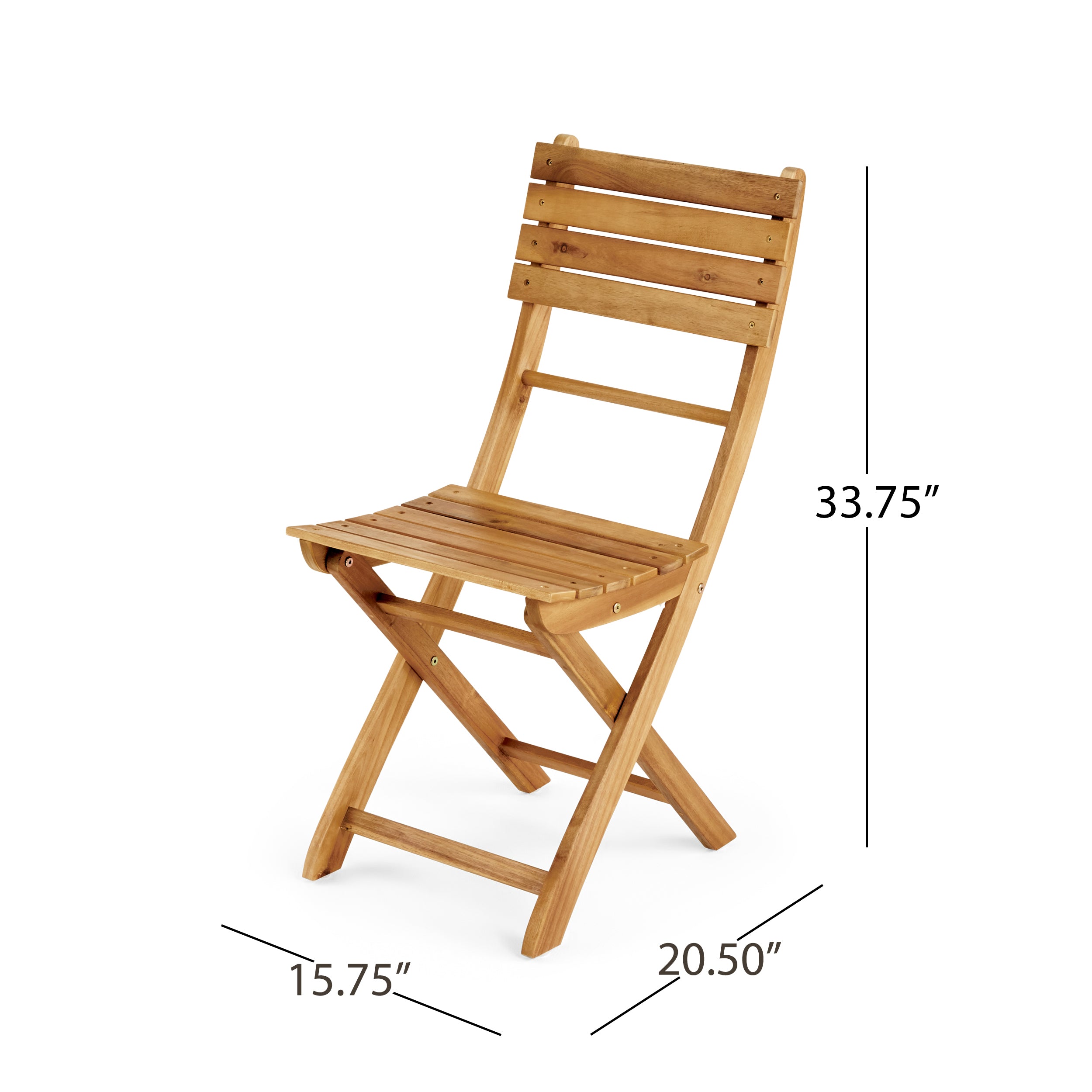 Rabion Outdoor Acacia Wood 3 Piece Folding Bistro Set, Natural