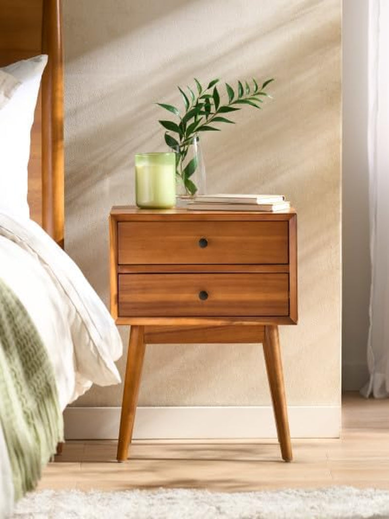 Great Deal Furniture Mid Century Acacia Wood Nightstand, Natural