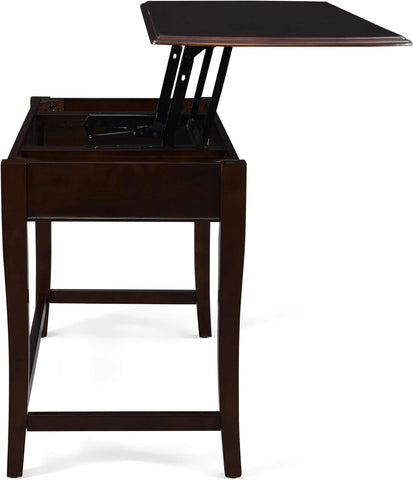 Janice Transitional Lift-Top Standing Desk, Dark Walnut