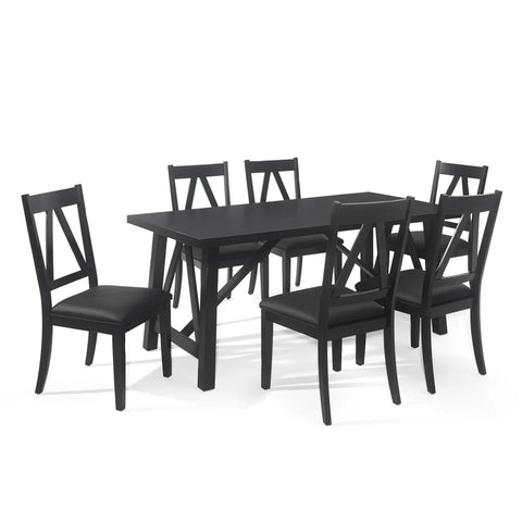 Farmhouse Wood 7 Piece Dining Set