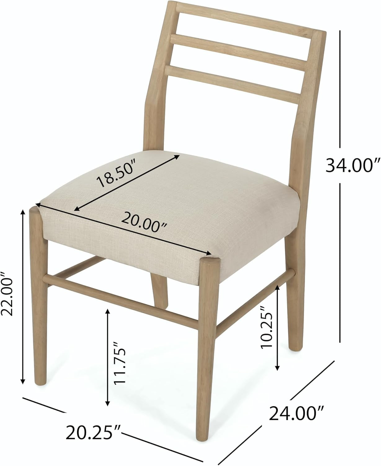 Fernleaf Dining Set, 20.25 "W X 24 "D X 34 "H, Natural Brown + Light Ash + Light Beige Tweed