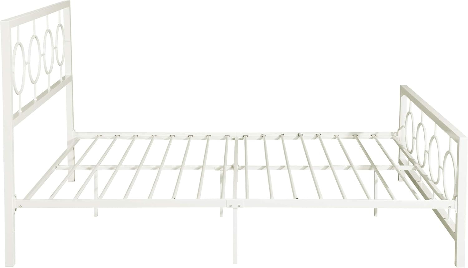 Doris Queen-Size Geometric Platform Bed Frame, Iron, Modern, Low-Profile, White