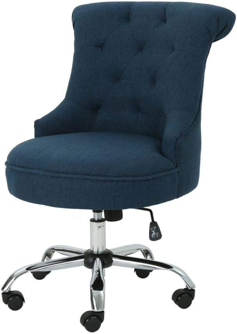 Tyesha Desk Chair, Navy Blue + Chrome