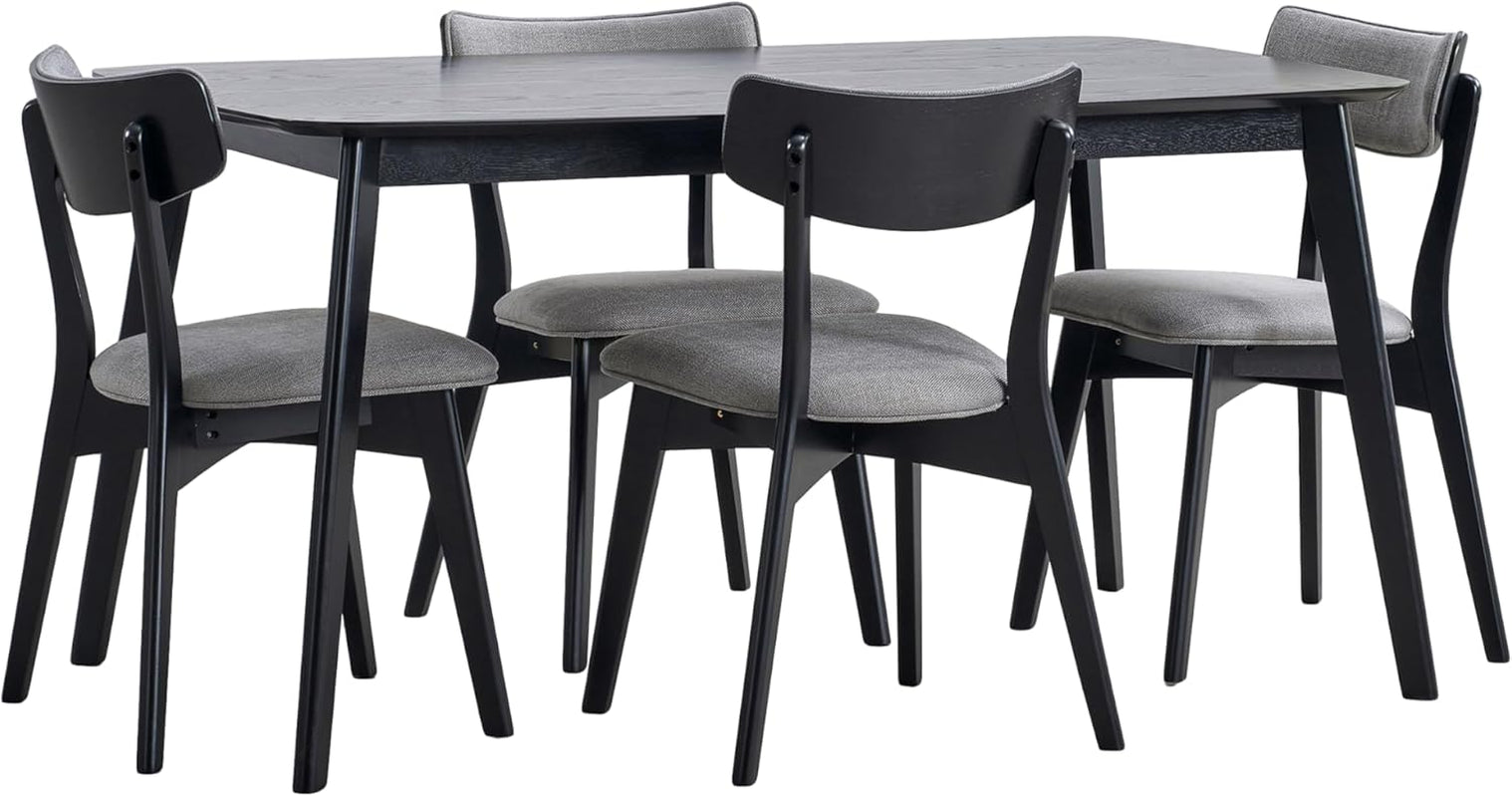 Alma Dining Set, 19.75 "W X 19.75 "D X 31 "H, Black + Dark Gray