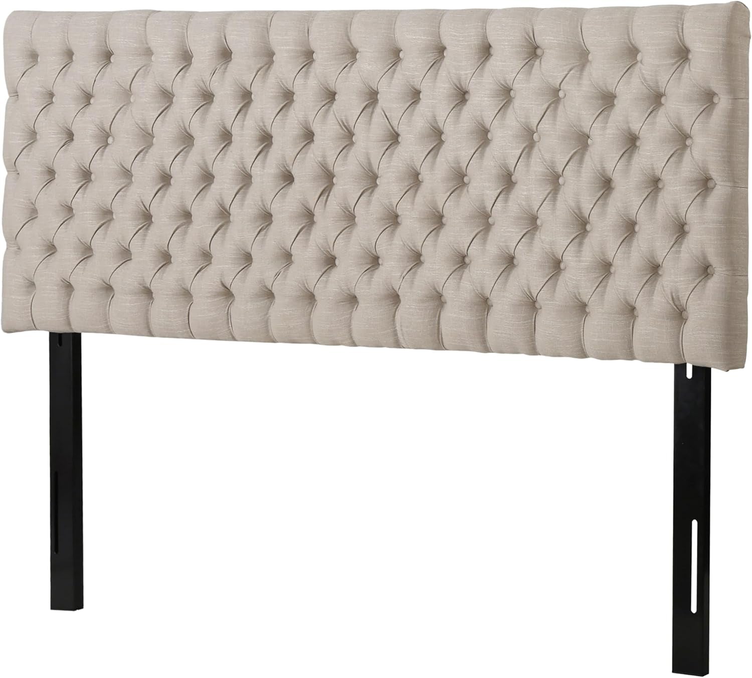 Contemporary Upholstered King/Cal King Tufted Headboard, Sand Fabric