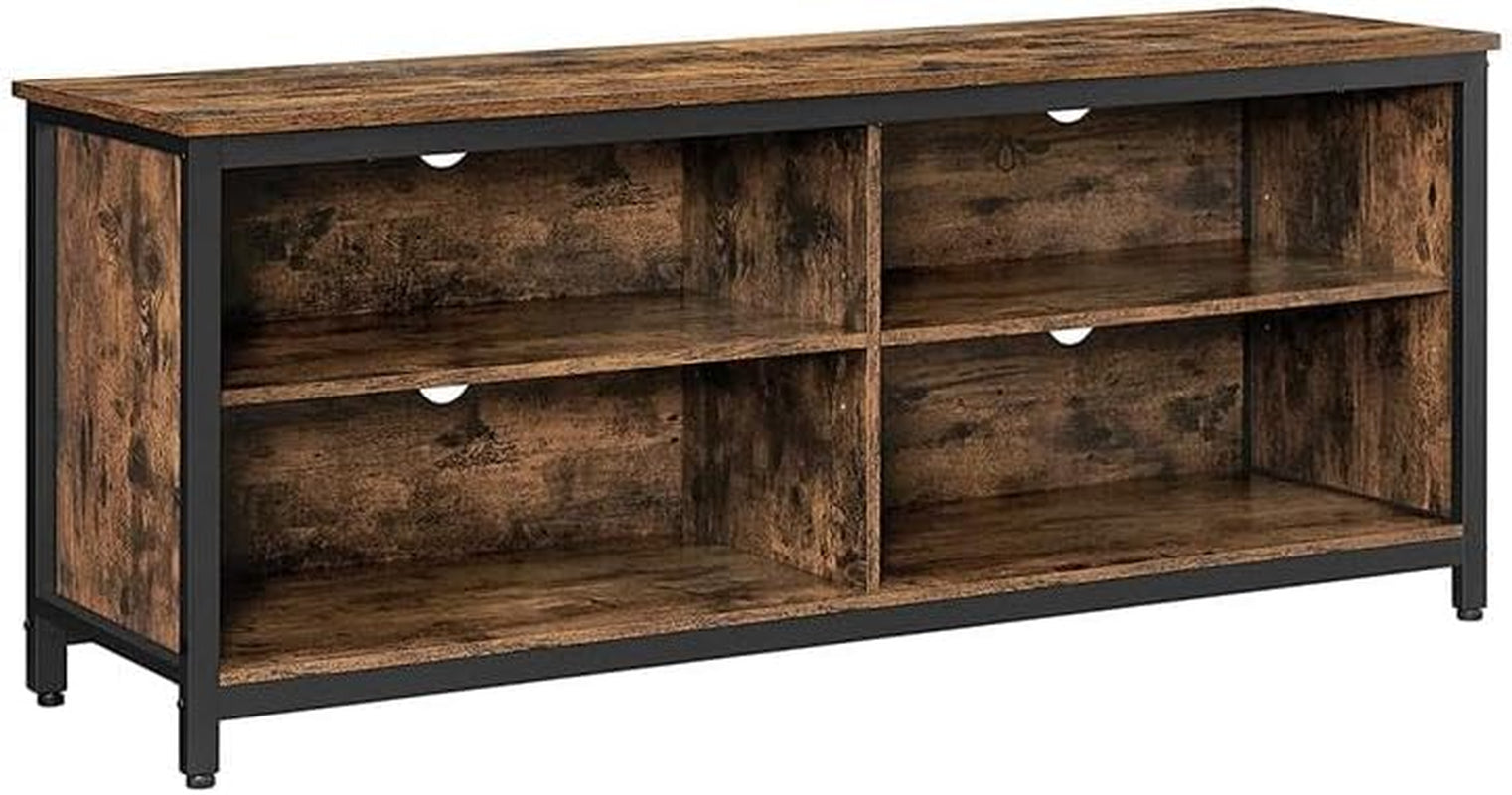 TV Stand for Televisions up to 65 Inch, Entertainment Center, with Adjustable Shelves for Living Room, Bedroom, 57.9 X 15.7 X 23.6 Inches, Rustic Brown + Black