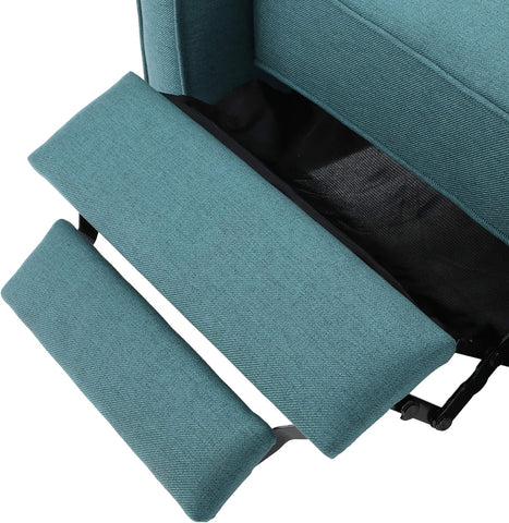 Emmie Fabric Recliner (Set of 2), Dark Teal, Dark Brown