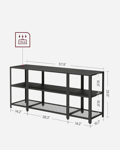 TV Stand for 65 Inches Tvs, Industrial Entertainment Center, Modern TV Console with Open Storage Shelves for Living Room, Bedroom, Black ULTV105B22