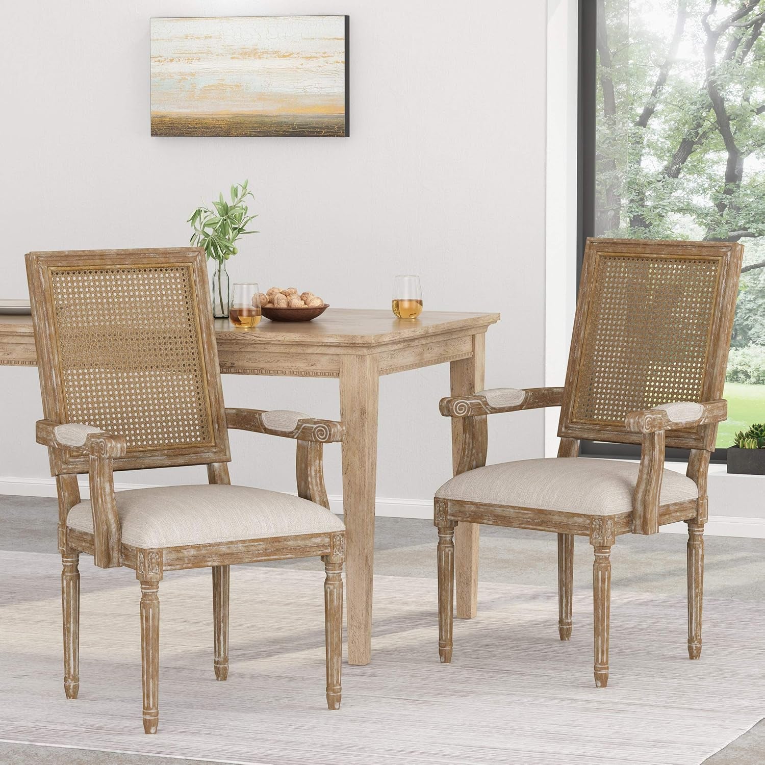 Maria DINING CHAIR SETS, Wood, Beige + Natural