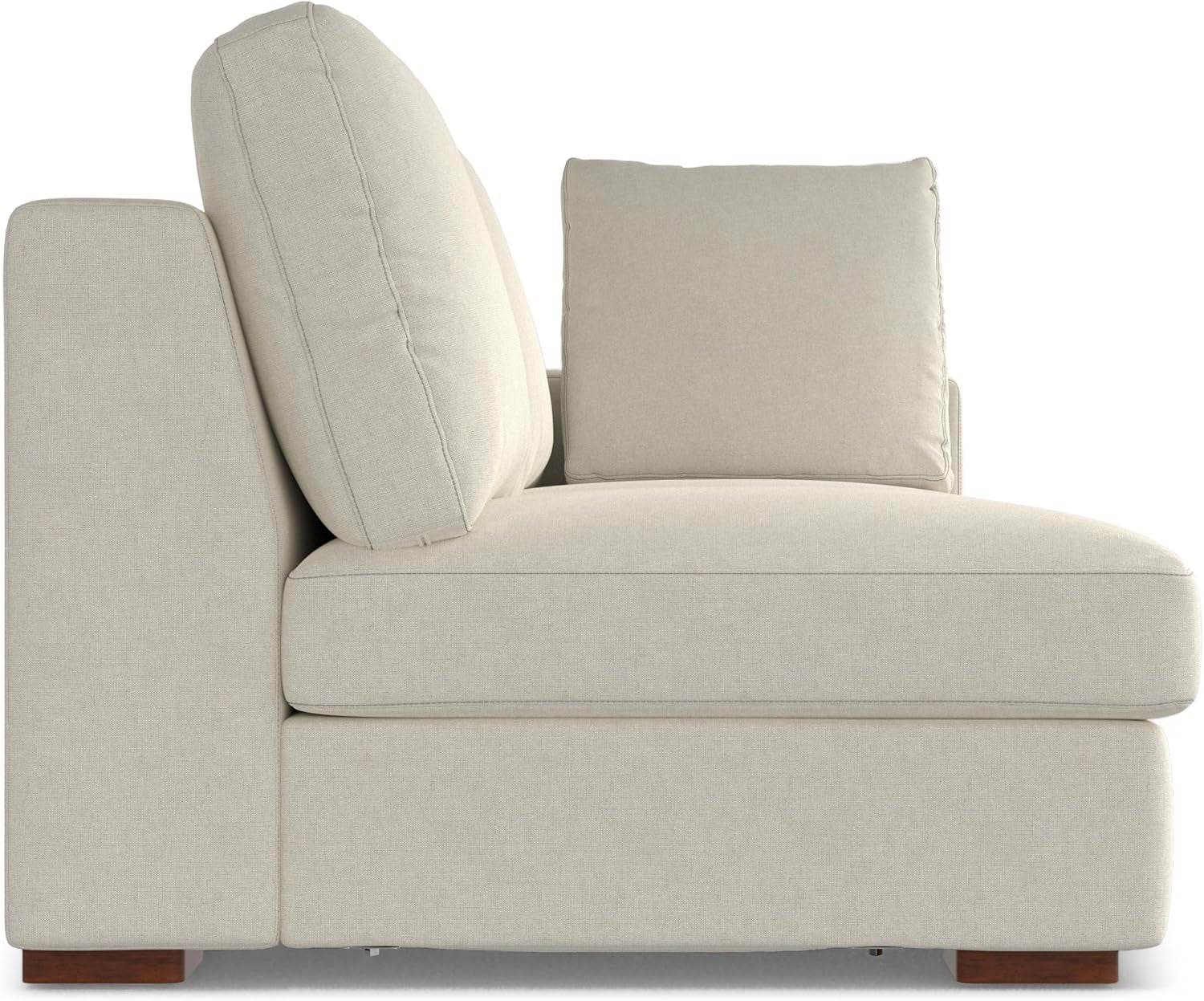 Charlie Left-Facing Sectional Sofa in 100% Recycled Polyester Tightly Woven Performance Fabric, Cream, 122-Inches Wide, Handcrafted Contemporary Style L-Shaped Couch with Chaise