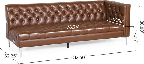 Tignall Sectional, Cognac Brown + Silver