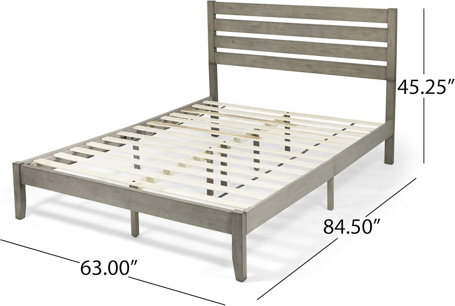 Queen Size Bed with Headboard, Natural and Gray Finish