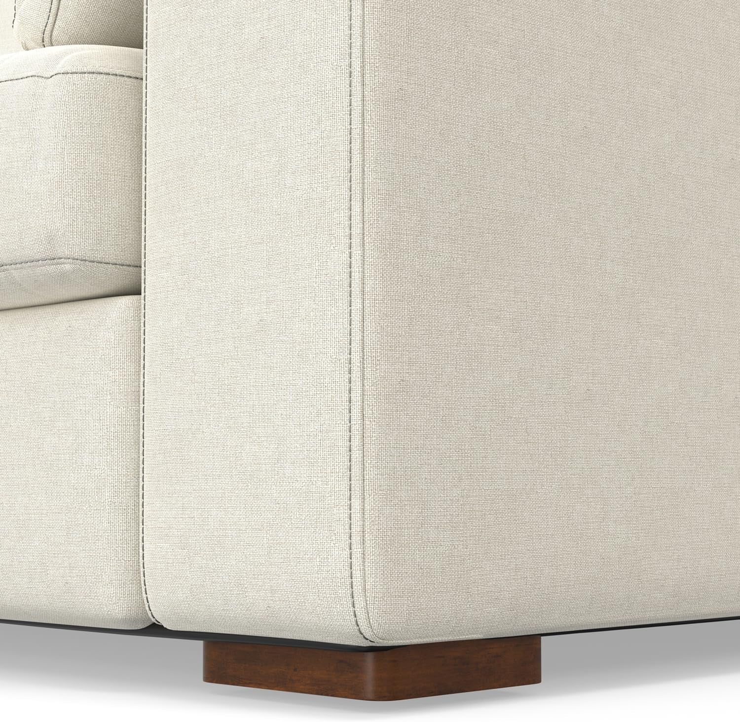 Charlie Left-Facing Sectional Sofa in 100% Recycled Polyester Tightly Woven Performance Fabric, Cream, 122-Inches Wide, Handcrafted Contemporary Style L-Shaped Couch with Chaise