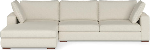Charlie Left-Facing Sectional Sofa in 100% Recycled Polyester Tightly Woven Performance Fabric, Cream, 122-Inches Wide, Handcrafted Contemporary Style L-Shaped Couch with Chaise