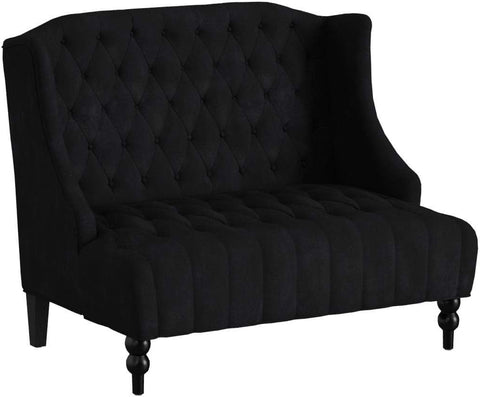 Leora Modern Glam Tufted Velvet Wingback Loveseat, Black / Dark Brown