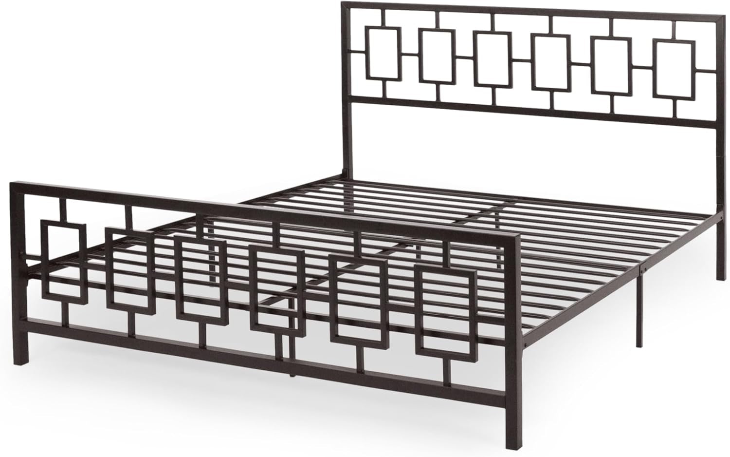 Claudia Modern Iron King Bed Frame, Hammered Copper