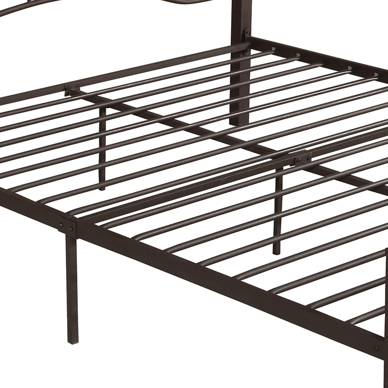 Bouvardia Contemporary Iron King Bed Frame, Hammered Copper