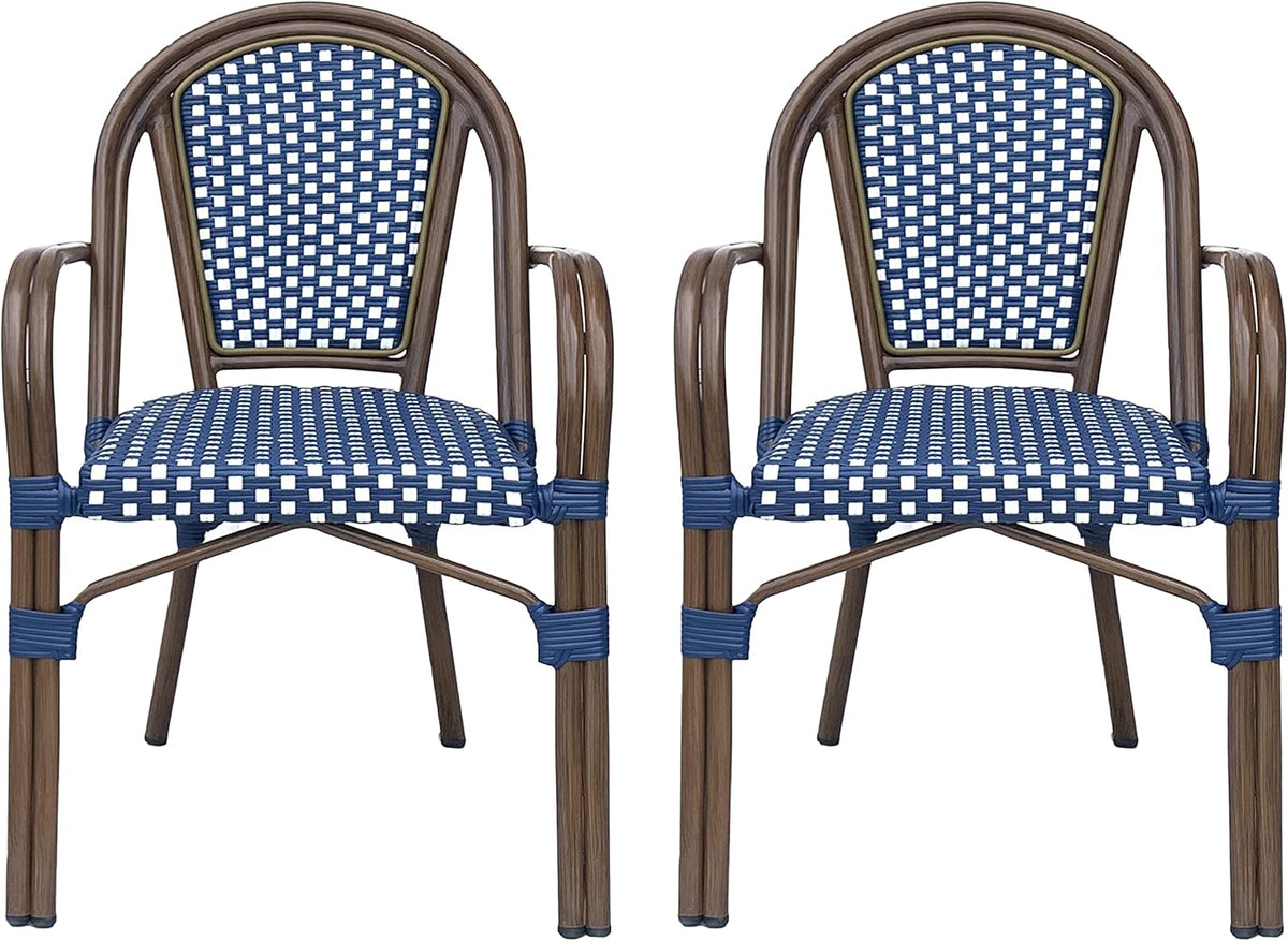 Brianna Bistro Chairs, Briann,Navy Blue + White + Brown Wood