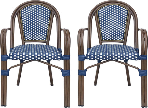 Brianna Bistro Chairs, Briann,Navy Blue + White + Brown Wood