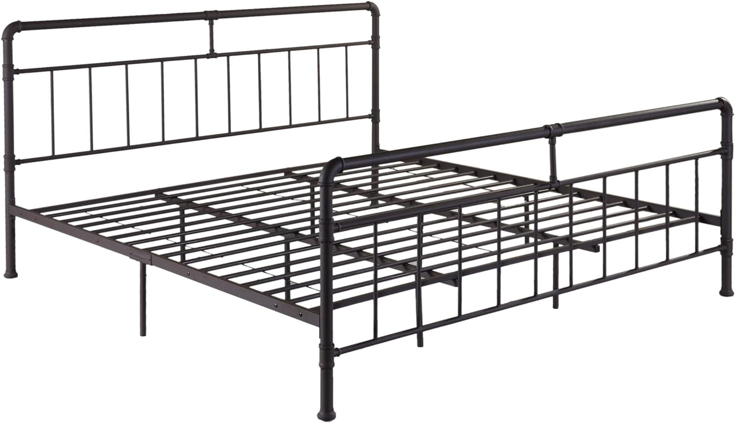 Sally King-Size Iron Bed Frame, Minimal, Industrial, Hammered Copper