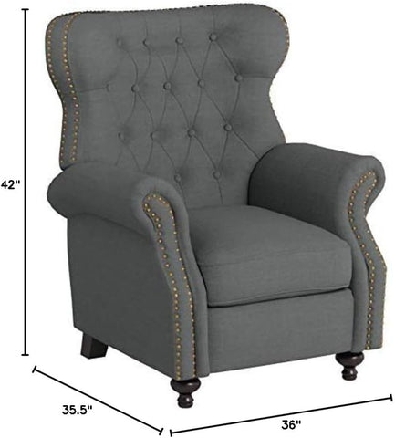 Walder Tufted Fabric Recliner, Charcoal