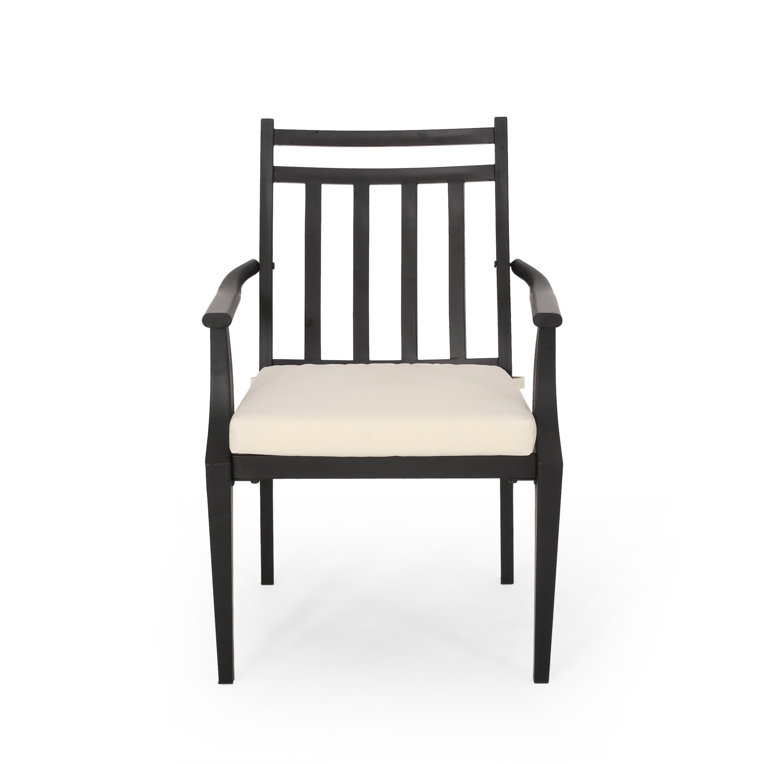 Brandywine Outdoor 3 Piece Bistro Set with Cushion, Matte Black and Beige