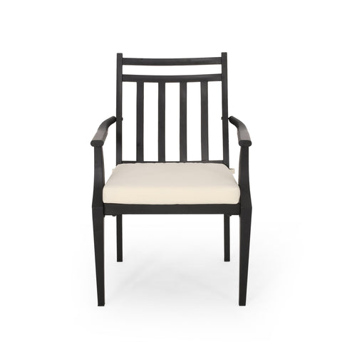 Brandywine Outdoor 3 Piece Bistro Set with Cushion, Matte Black and Beige