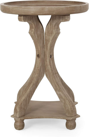 Estelle French Country Accent Table with round Top, Natural