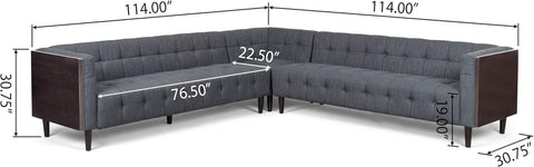 Clermont Sofa, Charcoal + Brown