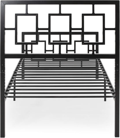 Modern Iron Twin Bed Frame, Flat Black