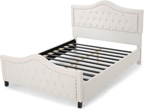 CKH Fully Upholstered Bed Set, Queen, Ivory