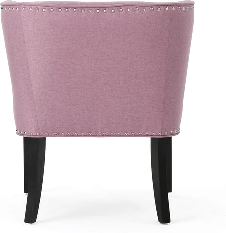 Adelina Occasional Chair Wing Back Nail Head Accents Button Tufted Corded Fabric Lavender, Light Lavendar