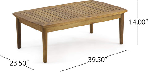 Felix Outdoor Acacia Wood 4 Seater Chat Set with Coffee Table, Teak Finish, Beige